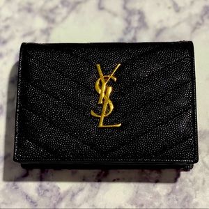 COPY - YSL MONOGRAM CARD CASE IN GRAIN DE POUDRE EMBOSSED LEATHER